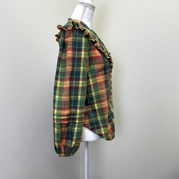 Free People Molly Plaid Ruffle Top XS Festival - Picture 5 of 16
